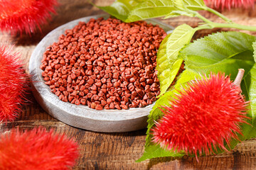 Annatto seeds, Onoto, Annatto, Bixa orellana, natural red pigment