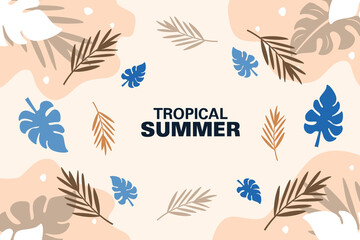 Fototapeta na wymiar Tropical summer banner. Vector illustration.