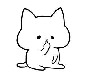 Illustration of a baby cat sucking a finger