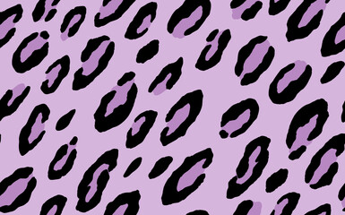 Abstract modern leopard seamless pattern. Animals trendy background. Purple and black decorative vector stock illustration for print, card, postcard, fabric, textile. Modern ornament of stylized skin