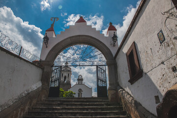 Details and angles of the main church in the municipality of Zinapecuaro, Michoacan, Mexico.