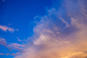 Colorful dramatic sky with cloud at sunset