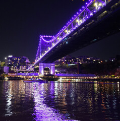 purple colours on bridge at night