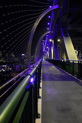 purple colours on bridge at night