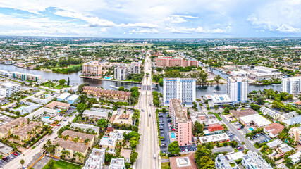 street and bridge in city of Pompano Beach, Florida
