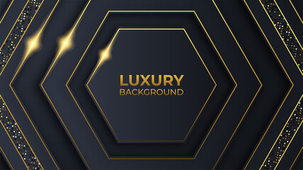 black and golden luxury background in horizontal editable vector image