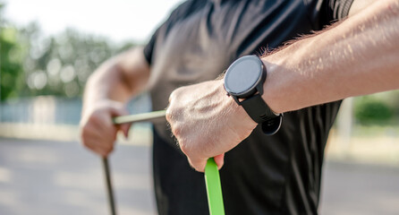 Man doing workout outdoors