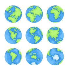 Earth globe vector illustration set