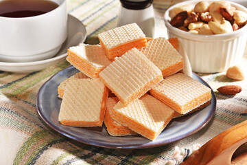 Cream cheese wafers on the plate  