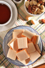 Cream cheese wafers on the plate  