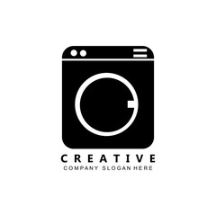 simple home laundry logo icon vector
