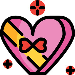 heart shaped box color outline icon