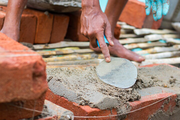 selective focus of bricks ballast work.