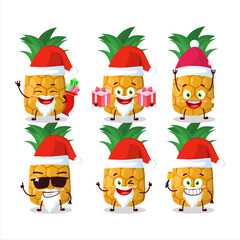 Santa Claus emoticons with pineapple cartoon character