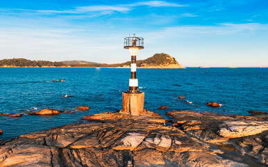 Fototapeta na wymiar Coastal lighthouse on Dongshan Island, Fujian Province, China