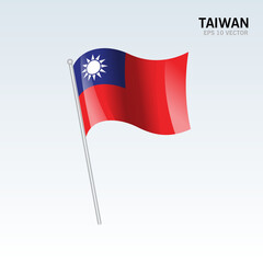 Taiwan waving flag isolated on gray background