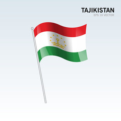 Tajikistan waving flag isolated on gray background
