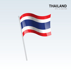 Thailand waving flag isolated on gray background