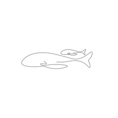 Whale sketch on white background, vector illustration