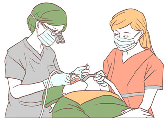 歯医者さんの治療（女医）シンプルカラー