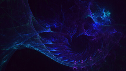 3D rendering abstract multicolor fractal light background