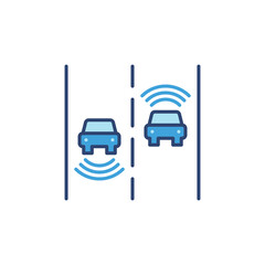 2 Autonomous Vehicles vector concept blue icon or sign