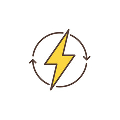Lightning inside Arrows colored icon - vector Energy sign