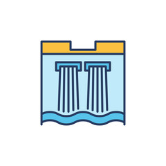 Water Dam colored icon - Hydroelectric Energy Plant sign