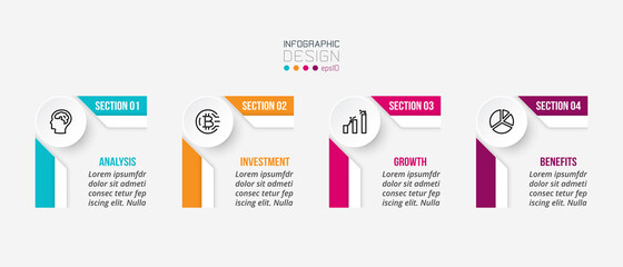 Business infographic  template with step or option design.