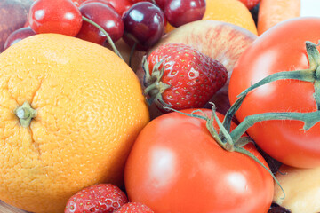 Fresh natural fruits and vegetables. Food containing healthy minerals and vitamins