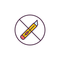 Paper Cutter Tool is Forbidden vector round colored icon