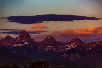 Sunset over the Grand Tetons from Idaho Valley