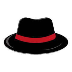 Black men's hat, color isolated vector illustration on a white background