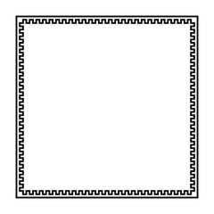 square frame with meander pattern. greek fret repeated motif. greek key. black meandros decorative border on transparent background. classic ornament. blank template. vector illustration