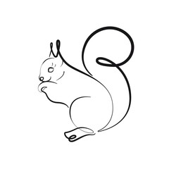 Squirrel Line Art Drawing. Animal Logo Symbol Minimalist Trendy Contemporary Design Perfect for Wall Art, Prints, Social Media, Posters, Invitations, Branding Design. Vector EPS 10