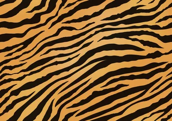Behang Achtergrondillustratie van een tijgerpatroon dat naadloos is in zowel verticale als horizontale richtingen © CallMeTak