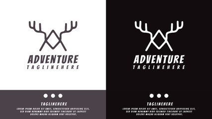 letter a with deer antlers in retro style. illustration for t shirt, poster, logo, sticker, or apparel merchandise.