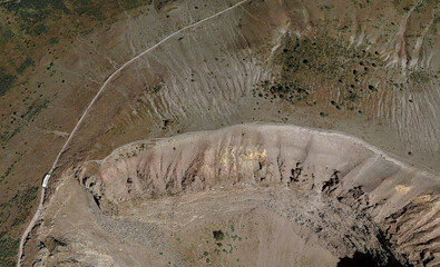 The summit and mouth of Mount Vesuvius in Italy