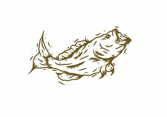 Big bass fish illustration drawing