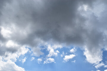Cumulonimbus cloud formations on tropical sky , Nimbus moving , Abstract background from natural phenomenon and gray clouds hunk , Thailand