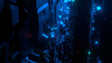 Obraz premium サイバー空間 トンネル 機械 宇宙 Sci-fi [別Verあり]