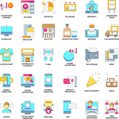 Advertising colour Elements Icons collection set