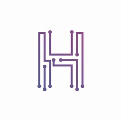Fototapeta premium logo creative letter H and technology