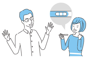 線画人物アイコン　不妊治療　妊娠　喜ぶ夫婦