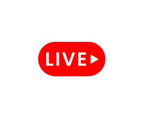  Live-streaming icons. Red symbols and buttons of live-streaming, broadcasting, online stream
