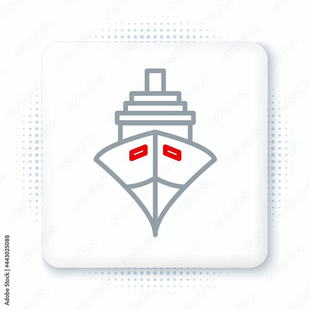 Poster Line Cargo ship icon isolated on white background. Colorful outline concept. Vector