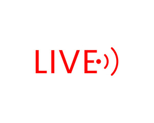 Live-streaming flat vector icon. Red design element for news, radio, TV or online