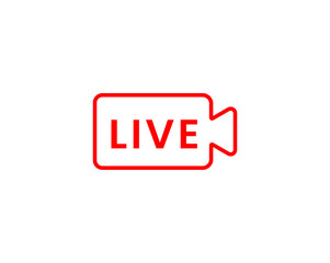 Live-streaming icon, Template for TV, online channel, live breaking news, social media