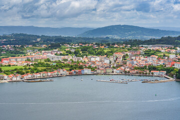 Fototapeta na wymiar High angle view of Mugardos fishing village in the Ferrol estuary, Galicia, Spain