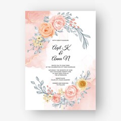 Beautiful rose frame background for wedding invitation with soft pastel color